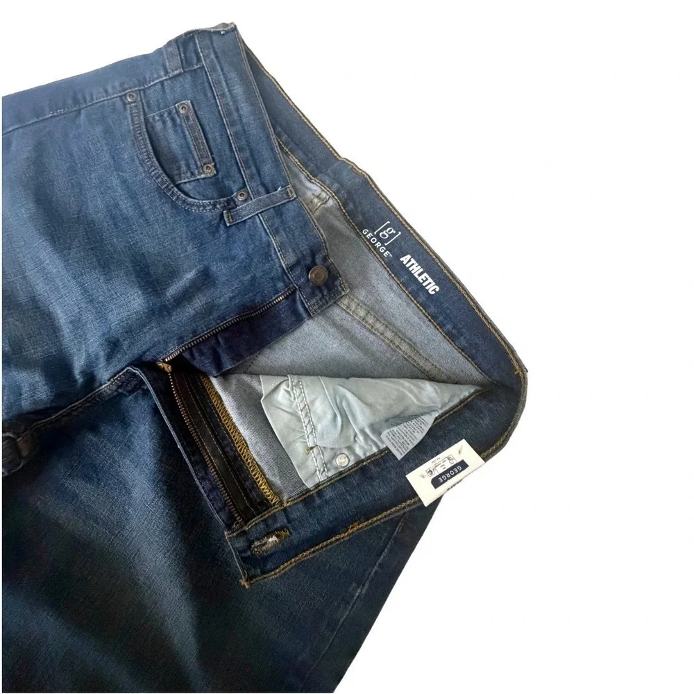 George Men's Blue Medium Wash Flex Athletic Fit Jean Size 34 X 30 New